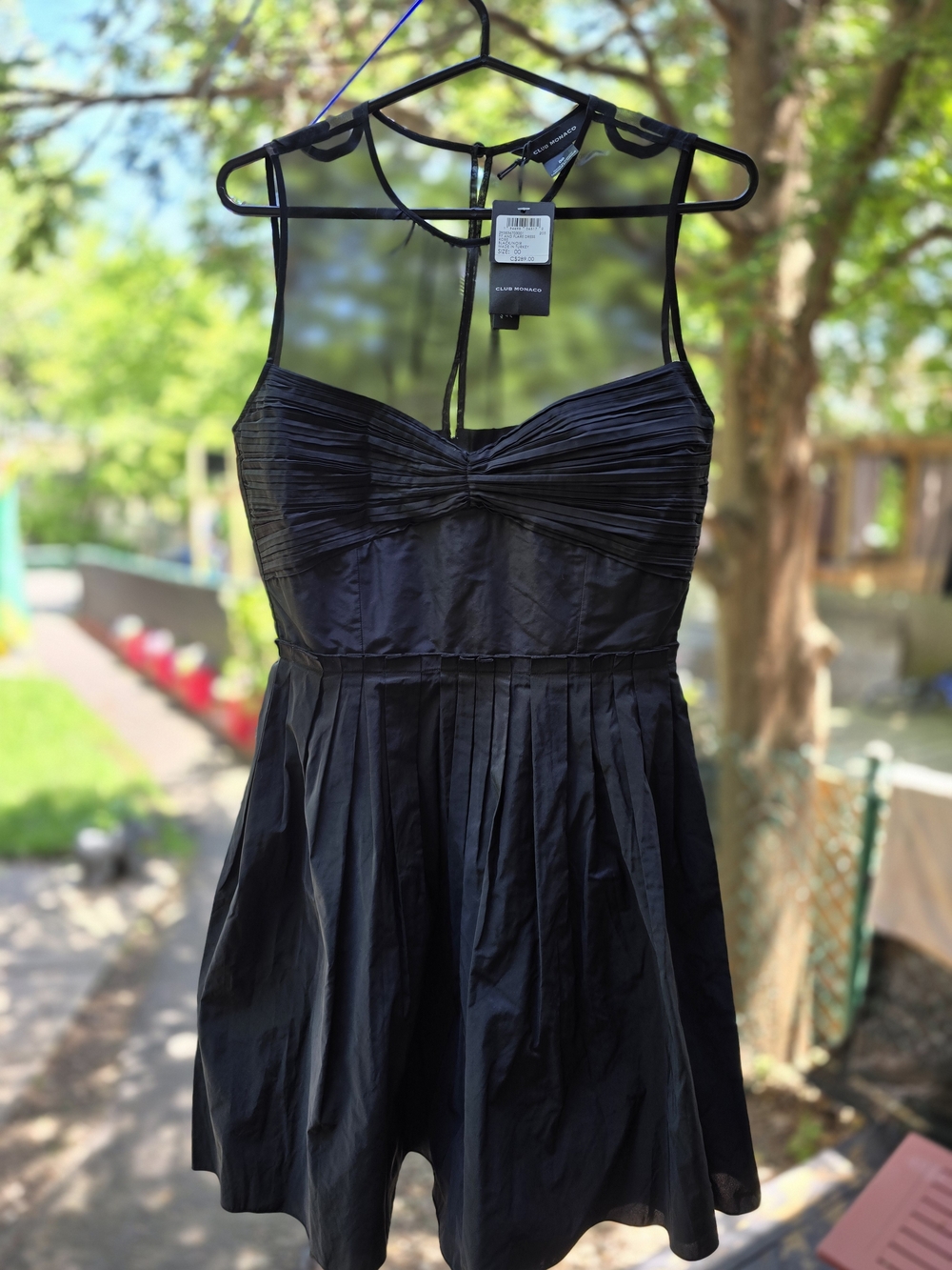 Club Monaco Black Sleeveless Mesh Yoke Fit And Flare Mini Dress